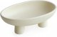 Three-Legs Ceramic Fruit Bowl for Kitchen Counter, Decorative Bowl for Table Décor, 10-inch Oval Large Bowls for Breads, Matte Crème