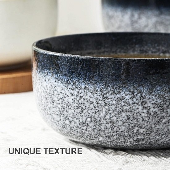 Cereal Bowls - 36 Ounce Ceramic Bowls, Noodle Bowl Set, Ceramic Bowls for Kitchen, Breakfast, Oatmeal, Microwave and Dishwasher Safe, [Set of 4], Dark Blue